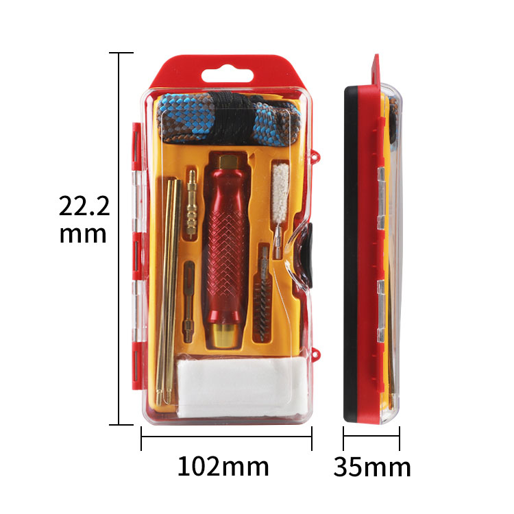 .357 Calibre Pistola Garbiketa Kit Aluminiozko Kutxarekin